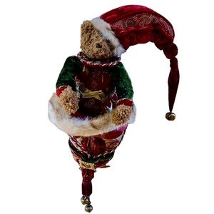 Stuffed Santa Teddy Door Hanger with Bells